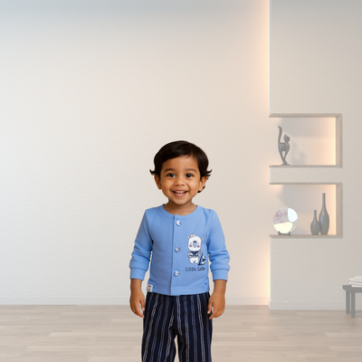 Light Blue Unisex Romper and Hat Set (0-6 Months) | Cotton | Cute Elephant Print