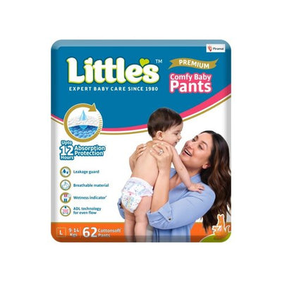 Little's Premium Baby Diaper Pants, L, 9-14 kg | Jumbo Pack