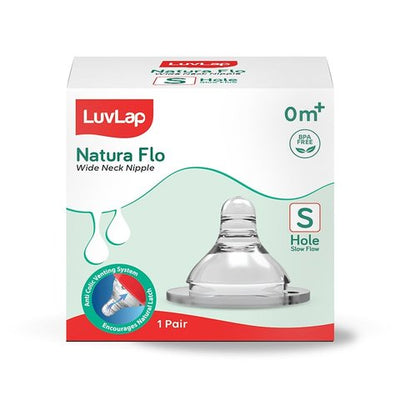 LuvLap Wide Neck Feeding Nipple Slow Flow, 0m+