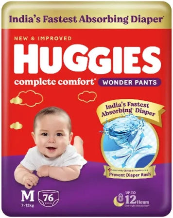 Huggies Complete Comfort Wonder Pants Diaper (M, 7-12 kg, 76 pieces)