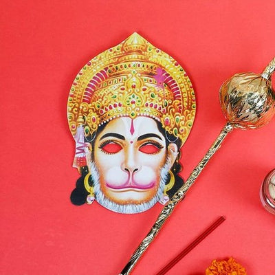Hanuman Ji Face Papier Mache Mask (Multicolour)