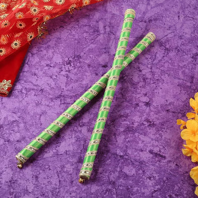Gota Chunri Wrapped Kids Dandiya Set (Green)