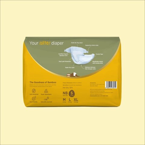 .allter Natural Bamboo Diaper (S, 3-6 kg)