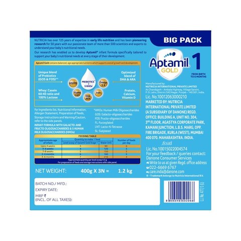 Aptamil Gold Stage 1 Infant Formula (with Prebiotics)