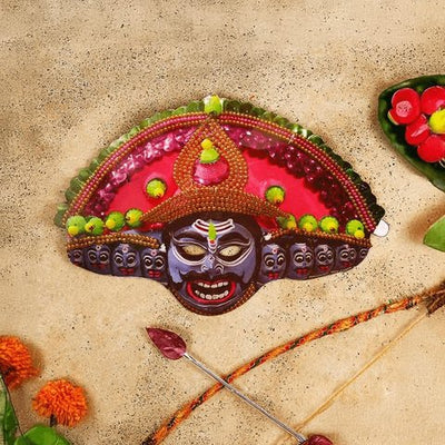 Ravan Face Papier Mache Mask (Multicolour)