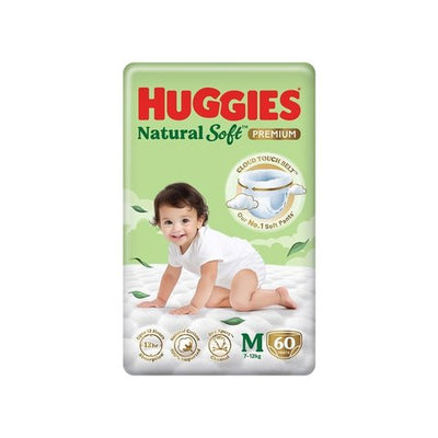 Huggies Natural Soft Premium Diaper (M, 7-12 kg)
