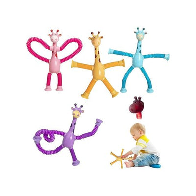 Kidology Telescopic Suction Cup Giraffe Interactive Toy (Multicolor)