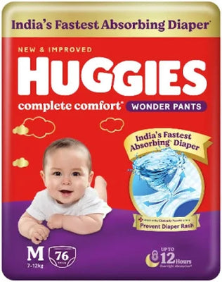 Huggies Complete Comfort Wonder Pants Diaper (M, 7-12 kg, 76 pieces)