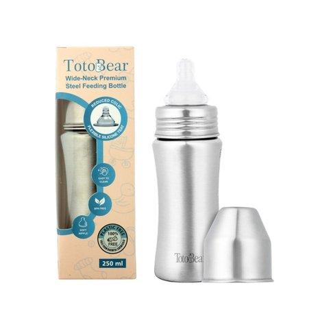 Totobear Feeding Bottle (250 ml, Silver)