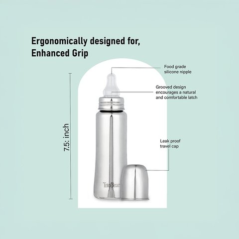 Totobear Potli Feeding Bottle (240 ml, Silver)