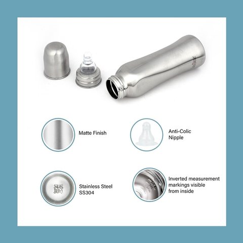 Totobear Potli Feeding Bottle (250 ml, Silver)