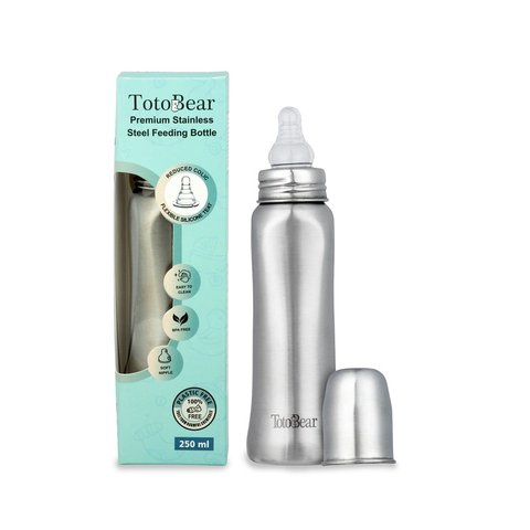 Totobear Potli Feeding Bottle (250 ml, Silver)