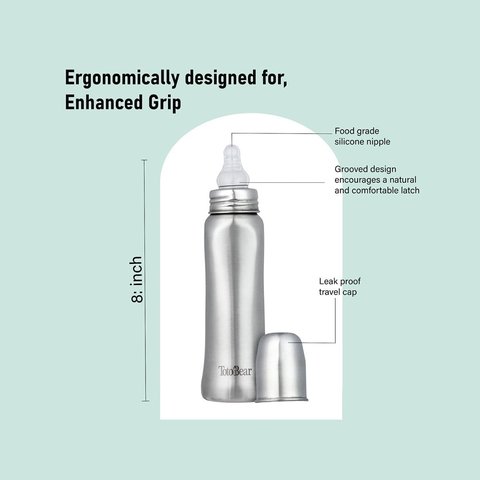 Totobear Potli Feeding Bottle (250 ml, Silver)